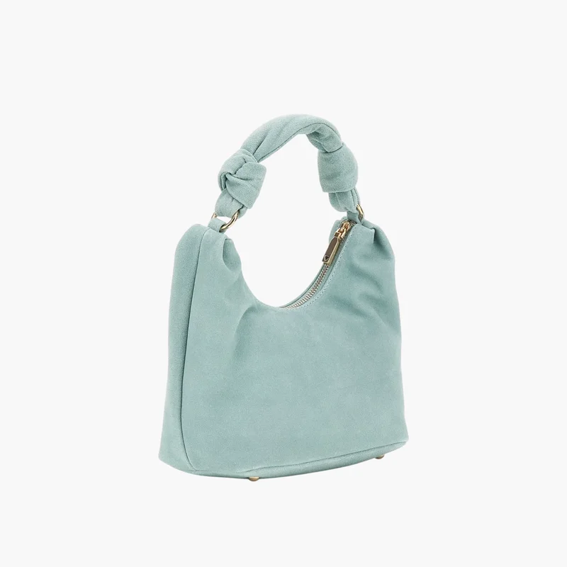 جس Suede Knot Handle Handbag in Light Blue for Women